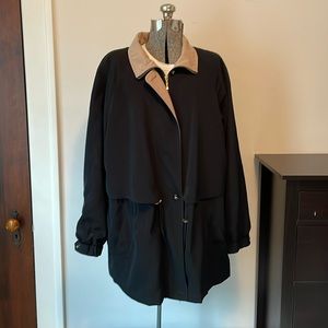 Jacket 3/4 length. Worthington. 1X. Black / tan accents. Very good condition.
